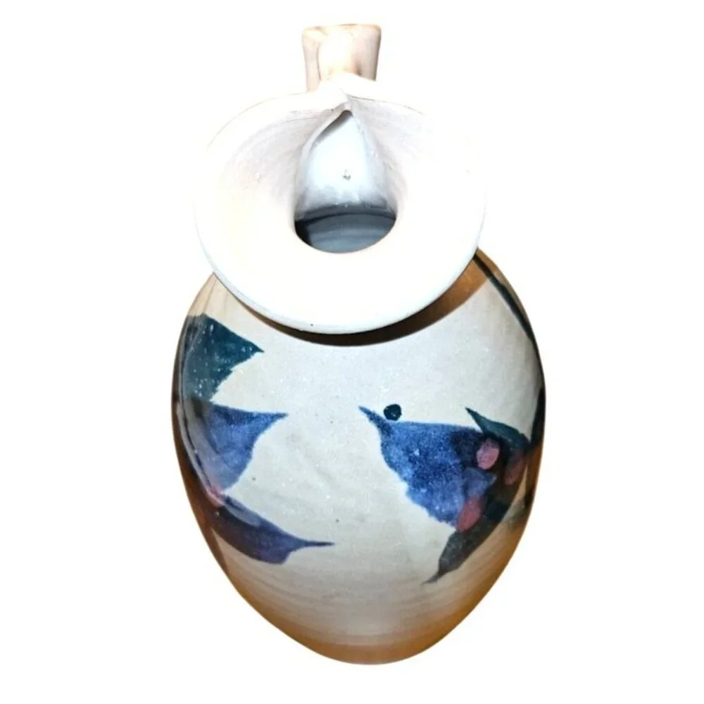 Vase‎ Ceramic Handcrafted Signed RTMD Abstract Floral 8